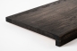 Preview: Stair tread Solid Oak Hardwood step with overhang, 20 mm, Rustic grade, black oiled