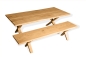 Preview: Set: Solid Hardwood Oak rustic Kitchen Table with bench and X narrow table and bench legs 40mm natural oiled