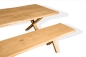 Mobile Preview: Set: Solid Hardwood Oak rustic Kitchen Table with bench and X narrow table and bench legs 40mm laquered