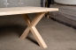 Preview: Solid Hardwood Oak rustic Kitchen Table 40mm unreated with X-type bright table legs