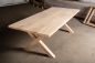 Preview: Solid Hardwood Oak rustic Kitchen Table 40mm unreated with X-type bright table legs