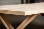 Preview: Küchentisch Esszimmertisch 2-Bretter Massivholz Eiche Massiv 40mm unbehandelt mit engem X-Typ Tischgestell