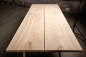 Preview: Küchentisch Esstisch 2-Bretter Massivholz Eiche Massiv 40mm mit Trapez Tischgestell Hartwachsöl naturweiß