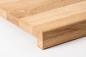 Preview: Stair tread Solid Oak Hardwood window sills with overhang, 20 mm, Rustic grade, natural white