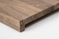 Preview: Window sill Solid hard wood with overhang smoked oak rustic grade 20mm brushed white oiled