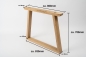 Preview: Solid Hardwood Oak rustic Kitchen Table 40mm with trapece table legs hard wax oil nature white