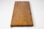 Preview: Stair tread Solid Oak Hardwood step with overhang, 20 mm, Rustic grade, Antique oiled