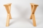 Preview: Küchentisch Esstisch 2-Bretter Massivholz Eiche Massiv 40mm mit großem X Tischgestell klar lackiert