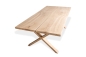 Preview: Solid Hardwood Oak rustic Kitchen Table 40mm with narrow X-type bright table legs hard wax oil nature white