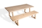 Preview: Set: Solid Hardwood Oak rustic Kitchen Table with bench and trapece table and bench legs 40mm untreated