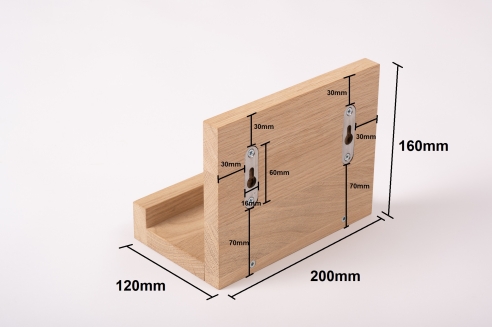 Wall shelf Solid Oak Hardwood with hangers 20 mm, Length: 200mm prime grade nature oiled