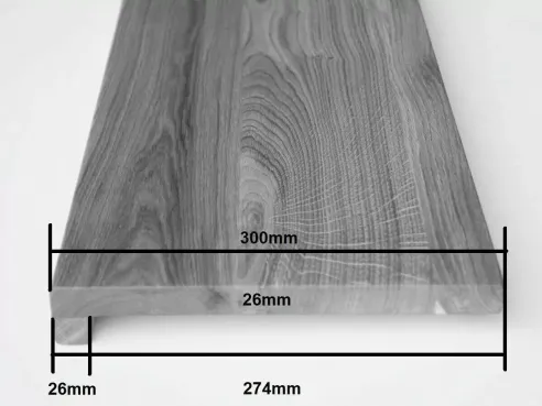 Treppenstufe, Fensterbank Eiche Select Natur A/B 26 mm DL, Endbehandlung nach Wahl
