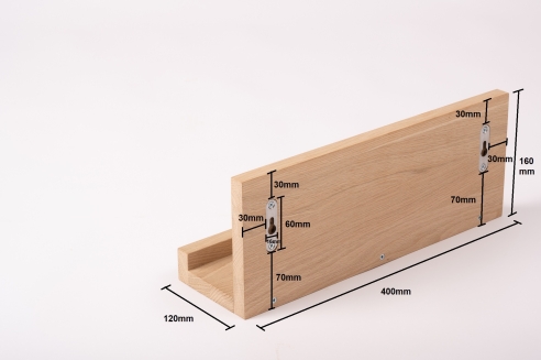 Wall Shelf Solid Oak Hardwood with hangers 20 mm, Length: 400mm prime grade chalked white oiled