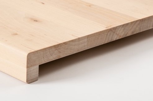 Window sill Solid Birch with overhang, 20 mm, white oiled