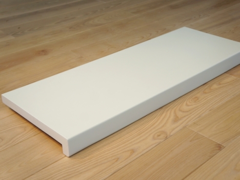 Stair tread Solid Birch Hardwood with overhang, 20 mm, white lacquered RAL9010