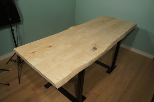 Worktop Solid birch rustic grade, with natural unedged front edge, 40 mm, unfinished