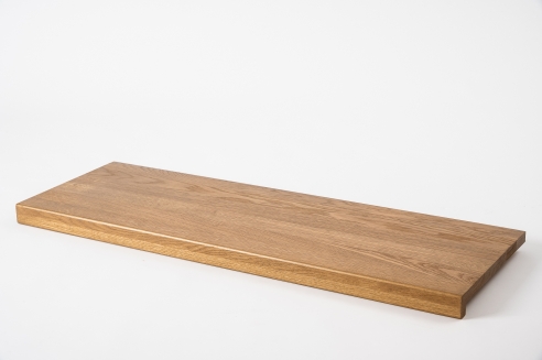 Stair tread Solid Oak Hardwood step with overhang, 20 mm, Rustic grade, bronze oiled