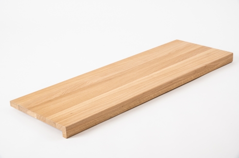 Window sill Solid Oak Hardwood A/B Select Natur with overhang, 20 mm, prime grade, hard wax natural white