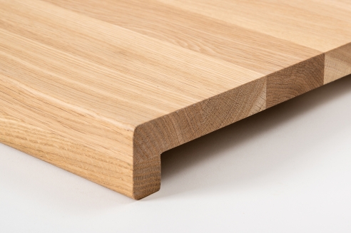 Window sill Solid Oak Hardwood A/B Select Natur with overhang, 20 mm, prime grade, hard wax natural white