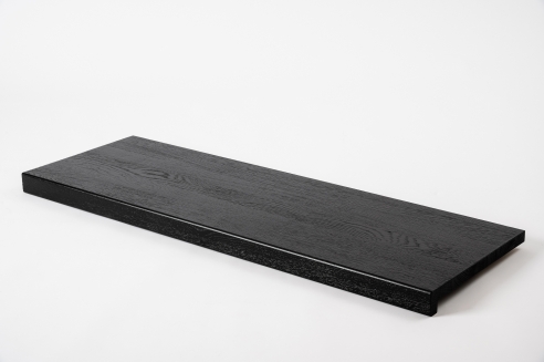 Window sill Solid Oak with overhang, 20 mm, brushed black laqued RAL9011