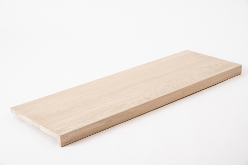 Window sill Solid Oak with overhang, 20 mm, prime grade, brushed chalked white oiled