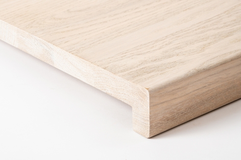 Window sill Solid Oak with overhang, 20 mm, prime grade, brushed chalked white oiled