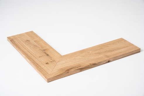 Corner shelf with connector Oak rustic 20mm Width: 400mm untreated