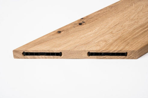 Corner shelf with connector Oak rustic 20mm Width: 400mm untreated