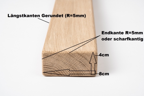 Handlauf Treppengeländer Eiche Select Natur 40mm x 80mm rechteckig