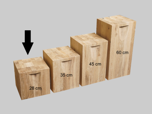 Hocker Sitzklotz Eiche 280x280 x 280mm gebürstet unbehandelt