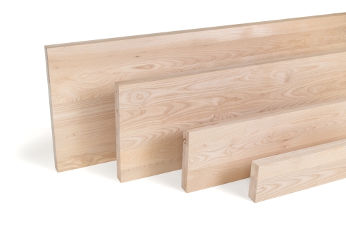 Solid wood edge glued panel Ash A/B 45 mm, full stave lamellas with random widths, customized DIY