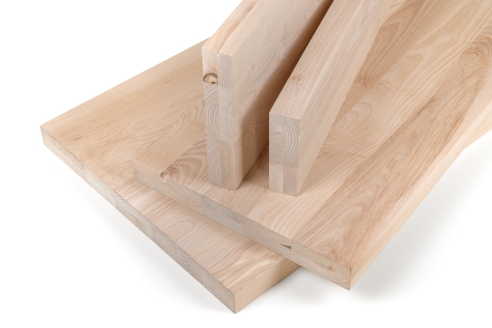 Solid wood edge glued panel Ash A/B 45 mm, full stave lamellas with random widths, customized DIY
