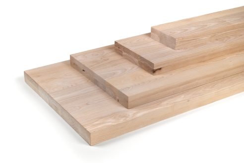 Preview: Solid wood edge glued panel Ash A/B 45 mm, full stave lamellas with random widths, customized DIY