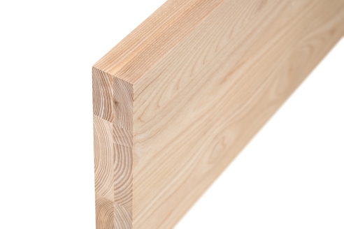 Solid wood edge glued panel Ash A/B 45 mm, full stave lamellas with random widths, customized DIY