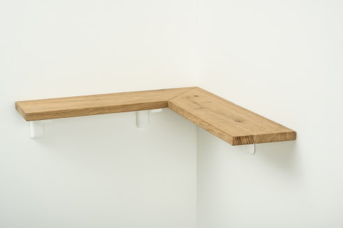 Corner shelf with connector Oak rustic 20mm width: 300mm untreated
