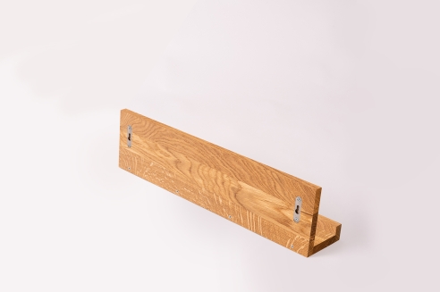 Wall shelf Solid Oak Hardwood with hangers 20 mm, Length: 600mm, prime grade natural oiled