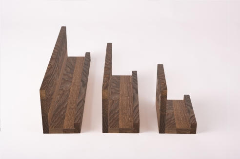 Set of 3 shelves Solid smoked Oak Hardwood  20 mm, prime grade natural oiled