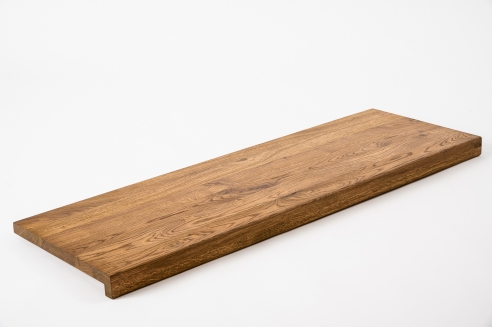 Stair Tread Window Sill Shelf Oak Rustic 20 mm, full stave lamella DL, knots brown filled, antique oil, 20x250x900 mm