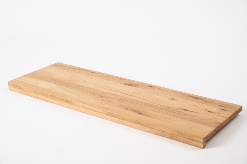 Window sill Solid Oak Wild Oak Rustic with overhang, DL full stave slats, 20 mm, hard wax oil natural white