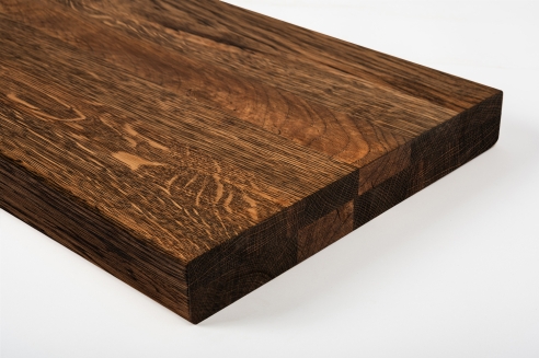 Stair tread Solid Oak Hardwood , Rustic grade, 40 mm, tone smoked oak oiled