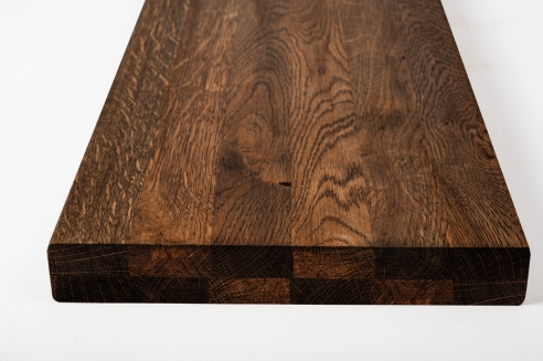 Stair tread Solid Oak Hardwood , Rustic grade, 40 mm, tone smoked oak oiled