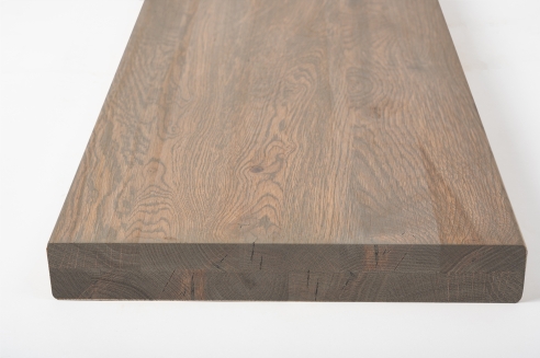 Stair tread Solid Oak Hardwood , Rustic grade, 40 mm, Graphite oiled