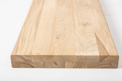 Stair tread Solid Oak Hardwood, Rustic grade, 40 mm, hard wax oil nature white