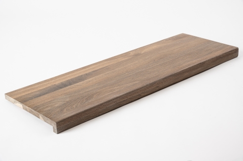 Window sill Solid smoked Oak Hardwood with overhang, 20 mm, prime grade, white oiled
