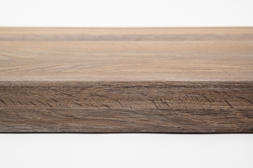 Window sill Solid smoked Oak Hardwood with overhang, 20 mm, prime grade, white oiled