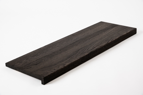 Window sill Solid Smoked Oak Hardwood with overhang, 20 mm, Rustic grade, brushed black oiled