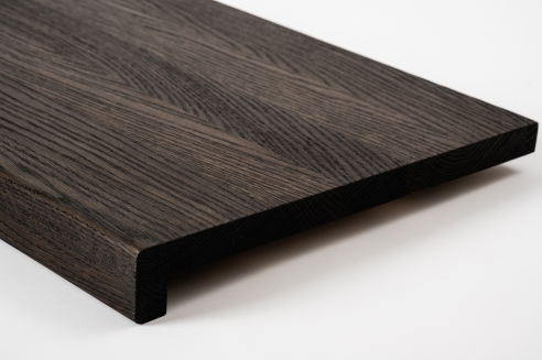 Window sill Solid Smoked Oak Hardwood with overhang, 20 mm, Rustic grade, brushed black oiled