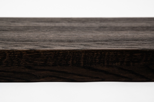 Solid Smoked Oak Hardwood step with overhang, 20 mm, Rustic grade, brushed black oiled