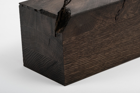 Glued laminated beam Squared timber Smoked oak Rustic 120x120 mm black oiled