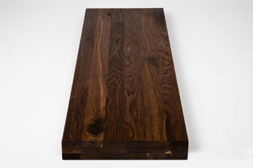 Stair tread Solid smoked Oak Hardwood , Rustic grade, 60 mm, hard wax oil nature